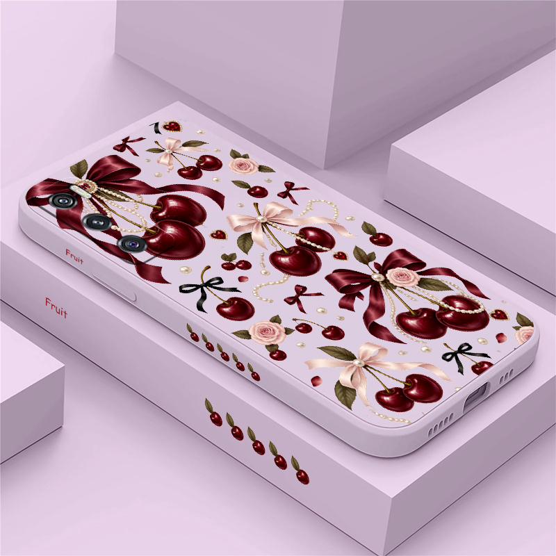 Vivo V40 - Różowa kokardka, czerwone wiśnie, etui do